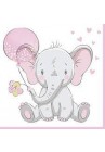  Salvetes bērniem Baby Elephant with Pink Balloon 1pac
