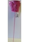  Dekors mini spainītis ar taurenīti rozā uz kātiņa 32cm