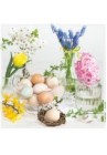  Salvetes Lieldienas Spring Flowers in Glass Vases with Natural Eggs 1pac